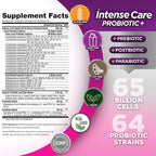 Vital Planet - Intense Care Vaginal pH & Urinary Probiotics, Prebiotics, Postbiotics, Parabiotics, 4-in-1 Refrigerated Supplement for Adults, 65 Billion CFU, 64 Strains, Digestive and Immune, 30 ct