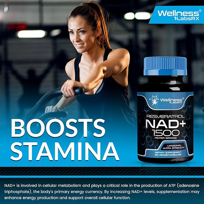 WELLNESS LABSRX Liposomal NAD Supplement, 1500mg - USA Made, NAD Resveratrol Supplement for Women and Men, NAD+ Support Cellular Health, Energy & Anti Aging - 6 Pack
