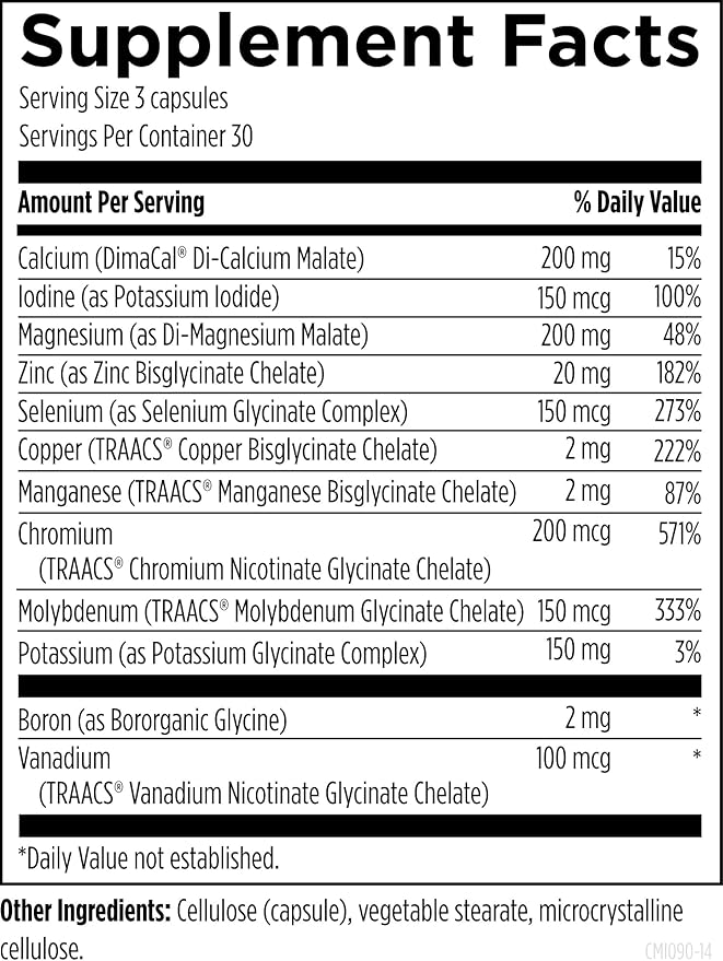 Designs for Health Complete Mineral Complex - Essential + Trace Minerals Supplement with Magnesium Malate, Chromium, Zinc + More - Iron-Free Multi Minerals Blend - Vegan + Gluten Free (90 Capsules)