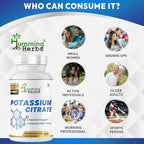 Potassium Citrate 500mg-192mg Elemental Potassium Per Serving-Non-GMO-180 Vegan Capsules