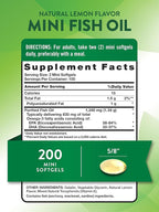 Nature's Truth Fish Oil Omega 3 | 1340 mg | 200 Mini Softgels | Burpless Lemon Flavor Pills | Non-GMO & Gluten Free Supplement