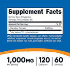 Nutricost L-Carnitine Tartrate 1000mg, 120 Capsules - 500mg Per Capsule (60 Servings)