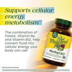 MegaFood Methyl B12 - Vegan - Includes Methyl Folate, Vitamin B12 & B6 - Supports Cellular Energy Production, Nervous System Health & Cardiovascular Function - 90 Tablets