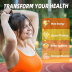 Vitamin B1 Gummies 100mg for Adults & Kids, Thiamine B1 Supplement with 600mg Calcium, Nervous System Supports & Boost Energy, Orange Flavor, Non GMO, Vegan, 60 Chewable Gummies