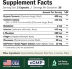 Melatonin 3mg Sleep Aid with L-Theanine & Valerian Root – Turmeric Curcumin Supplement with Ginger & Black Pepper – Organic Turmeric Supplement for Sleep, Calm and Stress Relief Support – 2 Pack