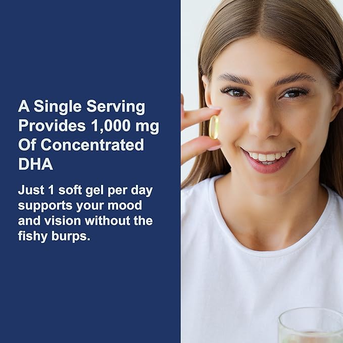 Carlson - Elite DHA Gems, 1000 mg DHA, Wild Caught, Sustainably Sourced, Brain Function & Healthy Vision, 120 Softgels