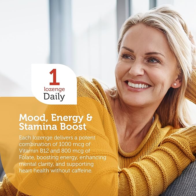 Zahler Energizer - Folate and B12 Supplement - Fast Dissolving Cherry Flavor Lozenges Dual Vitamin Methylated B12 & Folate Supplement with 1360 mcg Folic Acid + 1000 mcg Methyl Vitamin B12 (90 Count)