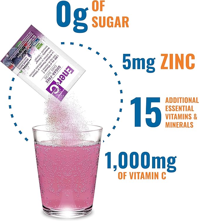 Ener-C Sugar Free Multivitamin Drink Mix - Vitamin Powder for Water, Electrolytes Powder No Sugar, Hydration Boost Packets, Zero Sugar, Vitamin C & B12 Supplement Liquid Mix - Mixed Berry, 60 Count
