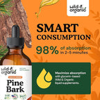 Wild & Organic Pine Bark Drops - Antioxidant Support - French Maritime Pine Bark Extract Tincture - 5-Month Supply - Pinus Pinaster Supplement - Vegan, Sugar & Alcohol-Free - 4 fl oz