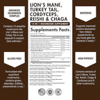 BioSchwartz 13-in-1 Mushroom Complex Capsules - Organic Mushroom Supplement with Lions Mane, Chaga, Reishi, Cordyceps - Supports Focus, Energy, Immune System - with BioPerine for Absorption, 90 Count