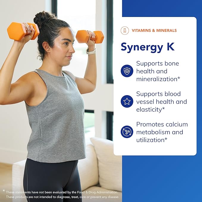 Pure Encapsulations Synergy K - with Vitamin K1, K2 & D3 - Supports Bones, Blood Vessels, Vascular Elasticity & Calcium Utilization* - Includes Cholecalciferol - Gluten Free & Non-GMO - 120 Capsules