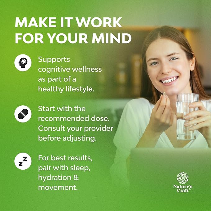 Nootropic Memory Supplement for Brain Support - Memory Pills for Brain Boost and Natural Energy Booster - Vitamin B12 Bacopa Monnieri Rhodiola Rosea DMAE Ginkgo Biloba Phosphatidylserine - 60 Count