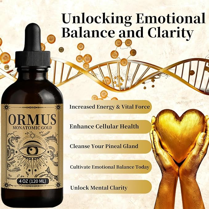 ORMUS Gold Oil PINEAL Gland - Liquid Gold Organic, Enhance Cellular Health, Increased Energy & Vital Force, Cleanse Your pineal Gland | 4oz