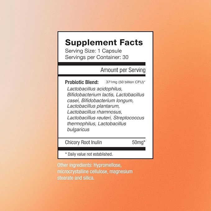 Omax Probiotic & Prebiotic 50 Billion CFU + Chicory Inulin, – 10 Strains Digestive Health Supplement – Supports Gut Health, Bloating Relief, Vegan, Dairy-Free, Gluten-Free, Non-GMO (2 Pack)