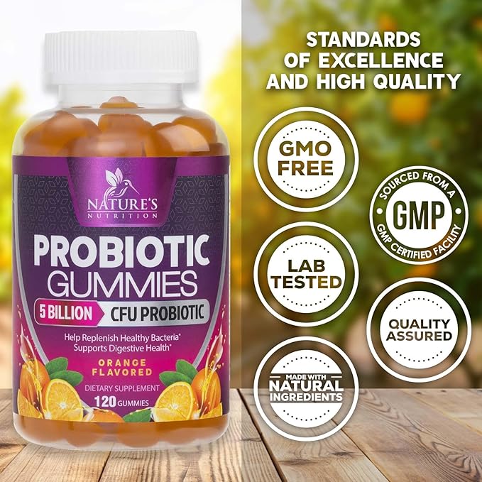 Probiotics for Digestive Health Gummies - 6 Unique Strains for Daily Immune Support & Gut Health, Supports Constipation, Gas & Bloating - Best Probiotic Supplement Gummy for Women & Men - 120 Gummies