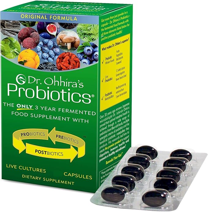 Essential Formulas Dr. Ohhira’s Probiotics Original Formula with 3 Year Fermented Prebiotics, 13 strains LAB Probiotics and Postbiotic Metabolites, 100 Capsules