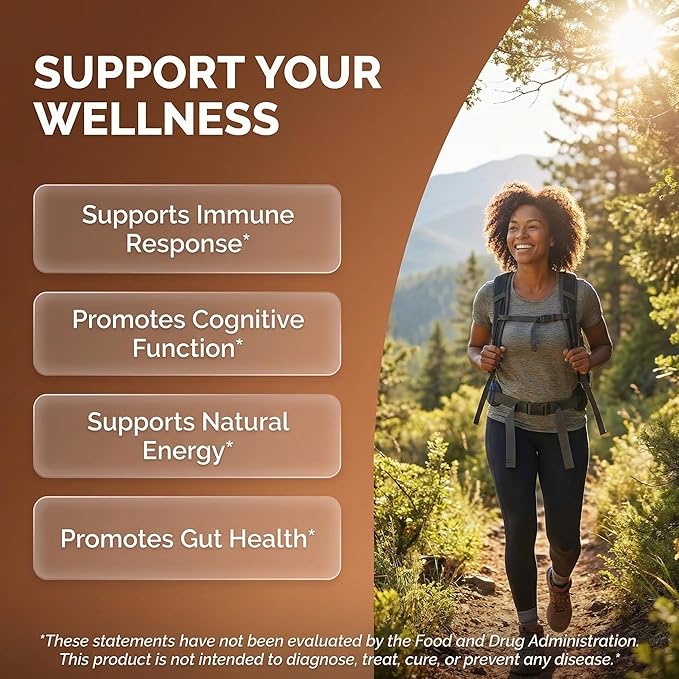 AuraShroom Mushroom Supplement Lions Mane Turkey Tail Cordyceps Reishi Shiitake Chaga Oyster Stress Relief Immune Support Nootropic Energy Portobello Mushrooms 60 Capsules By Clean Nutra