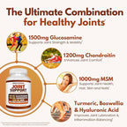 Arazo Nutrition Glucosamine Chondroitin Turmeric Msm Boswellia - Joint Support Supplement for Relief 60 Capsules for Bones, Back, Knees, Hands (60 Capsules)
