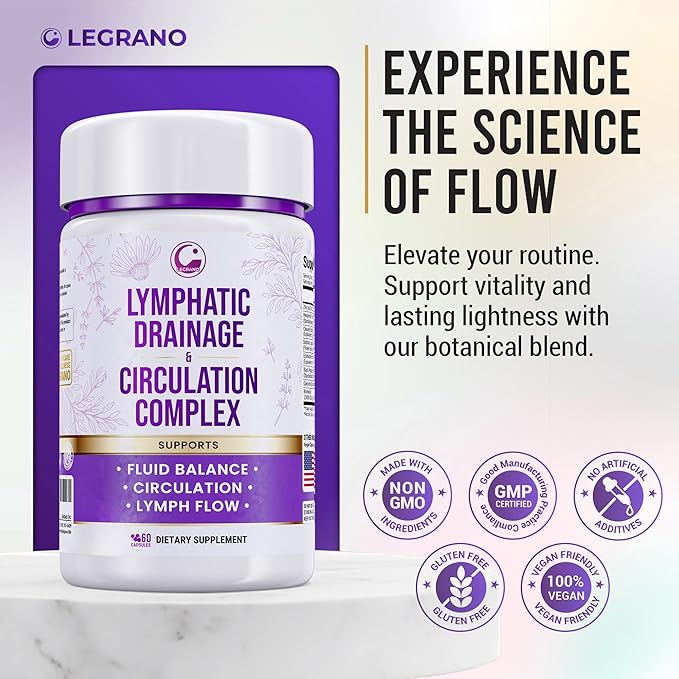 Advanced Lymphatic Drainage Supplements – Lymphatic Cleanse & Lymph System Support with Hesperidin, Rutin, Quercetin with Bromelain – Herbal Lymphatic Support Formula – 60 Capsules