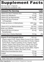 NATURELO Vitamin B Complex,120 Capsules, Vegan, CoQ10, Methyl Folate, Biotin, Fruit & Veg Blend, Supports Energy and Healthy Stress Response, Super B Complex Vitamins for Women and Men