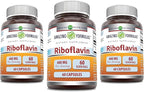 Amazing Formulas Riboflavin 400 mg Capsules | Vitamin B2 Supplement | Non-GMO | Gluten Free | Made in USA (3 Pack | 60 Count)