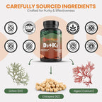 EarthNutri - Vitamin D3 Plus K2 Vitamin Supplement 5000 IU – Includes K2 from MENA Q7, D3 from Vitashine, Calcium from Aquamin & 72 Trace Minerals – for Immune, Bone & Heart Health - Non-GMO