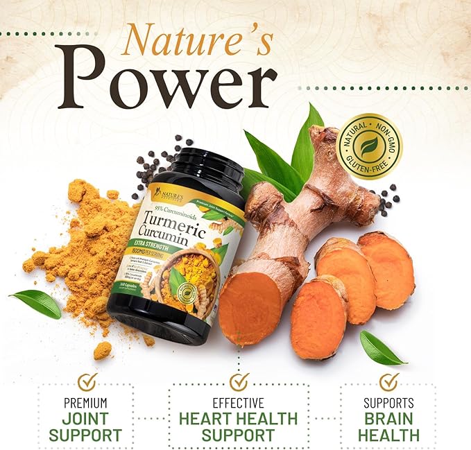 Turmeric Curcumin Supplement 1500mg - Organic Tumeric & BioPerine Black Pepper for Best Absorption with 95% Curcuminoids, Nature's Joint & Immune Support, Non-GMO, Bottled in USA - 360 Capsules