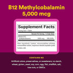 Natural Factors, Vitamin B12 Methylcobalamin 5000 mcg, Chewable Support for Energy and Immune Health, Vegetarian, 60 tablets (60 servings)