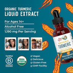 MARYRUTH'S Organics Organic Turmeric Liquid Extract | Sugar Free | USDA Organic | Organic Turmeric Supplement | Non-GMO | Gluten Free | Vegan | Alcohol-Free Tincture | 1 Fl Oz