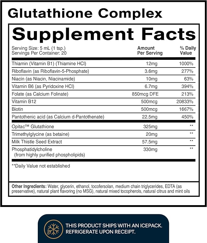 Quicksilver Scientific Glutathione Complex - Superior Absorption Antioxidant Supplement with Liquid Glutathione & Milk Thistle - Vitamin B Complex - Supplement for Daily Use (3.38 fl oz)