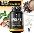 Organic Ashwagandha KSM-66 1000 mg Supplement | Adaptogen for Cortisol Support & Stress Relief | Mood, Calm & Sleep Aid for Men & Women | Ashwagandha ritual vitamins for women | 180 Vegan Caps