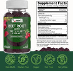 YUM-V'S Beet Root Gummies with Tart Cherry Extract - Berry Flavor Beetroot Gummies - Beet Chews for Blood Circulation and Antioxidant Support - Red Beets Gummies Berry 60 Count (Pack of 2)