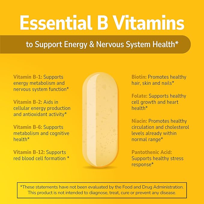 21st Century B-100 Complex Prolonged Release Tablets, 60 Count (Pack of 1), High Potency Vitamin B Complex for Nervous System, Energy Support, Includes Vitamin B1, B2, B6, Biotin & Calcium