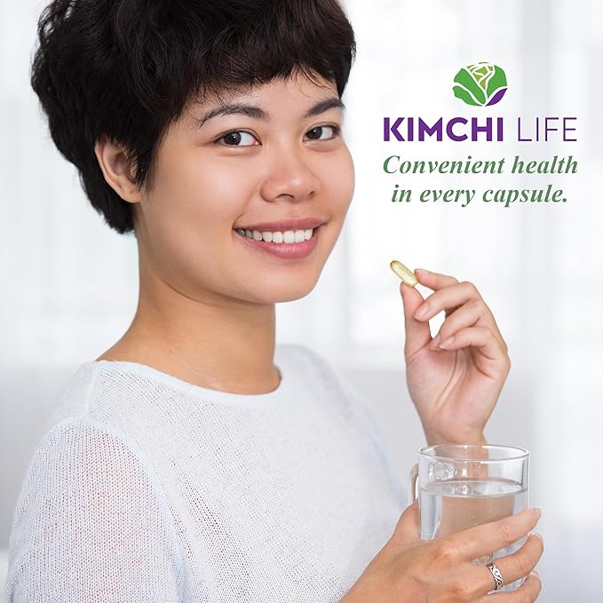 – Daily Capsules of Premium Fermented Kimchi - Vegan & Natural Nutritional Supplement - Probiotics for Gut Health & Immune Support – Enhance Energy, Focus, Skin and Hair Health