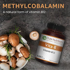 Pure Nutrition Natural Vitamin B12 1500mcg (Methylcobalamin) | 120 Veg Tabs | Vitamin B12 Supplement Helps Support Metabolism, Blood Cells, and Nerves Function* | Non GMO