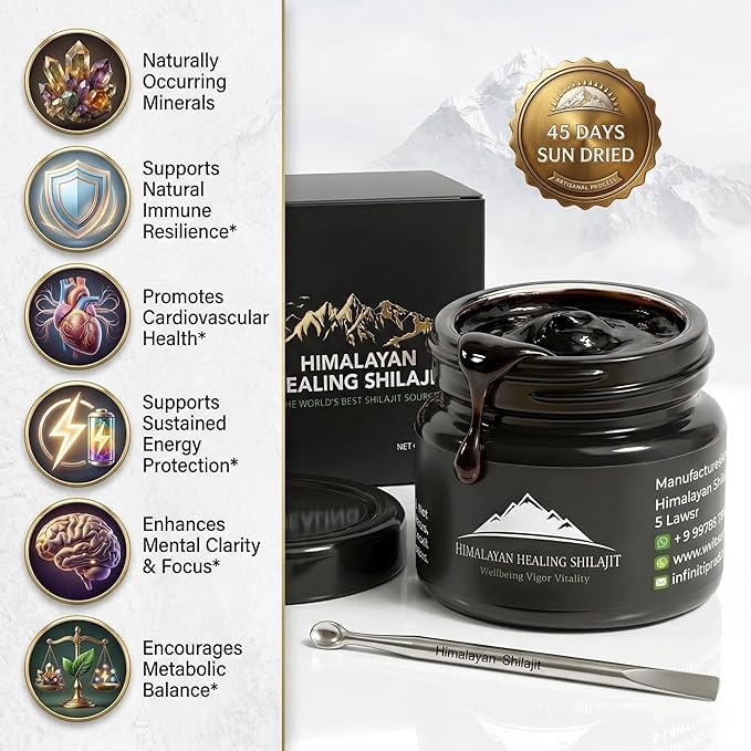 Gold Grade Himalayan Shilajit Resin For Men & Women | 500MG Max Potency | Lab Tested 100% Organic Shilajit With 85+ Trace Minerals & Fulvic Acid For Focus, Energy And Immunity 30 Gram