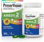 PreserVision AREDS 2 + Multivitamin, #1 Eye Doctor Recommended Brand, 2-in-1 Eye Vitamin with Lutein, Zeaxanthin, Zinc, and Vitamin C, D & E, 100 Softgels