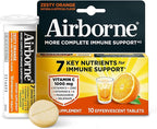 Airborne Immune Support Effervescent Tablets, Zesty Orange Flavor - 10ct with 1000mg Vitamin C + Vitamins A, D, E, Zinc, Selenium, Manganese & Herbal Blend - Sugar‑Free, Gluten‑Free