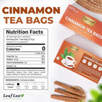 LeafLea 40 Cinnamon Tea Bags, 100% Natural Ground Cinnamon Stick Herbal Tea, Spiced and Warming Flavor for Relaxation, Caffeine-Free, Sugar-Free, Non-GMO, Vegan
