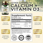 Calcium 1200 mg with Vitamin D3 Per Serving - Bone Health Supplement, Vitamin D & Calcium Supplements for Women & Men - Bone, Teeth & Immune Support, Nature's Calcium Pills, USA Bottled - 180 Tablets