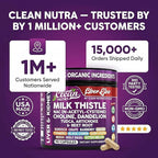 Clean Nutra Organic Milk Thistle Supplement | Liver Cleanse Detox & Repair + NAC Choline Dandelion Root TUDCA Artichoke Beet Root Burdock Holy Basil Kidney & Liver Support 90 Vegan Capsules