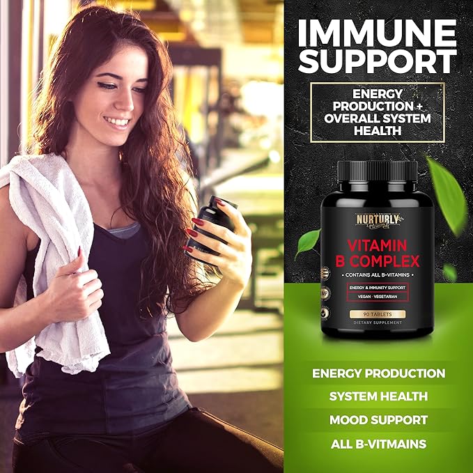 Vitamin B Complex - Contains All Essential B Vitamins - B1, B2, B3, B5, B6, B7, B9, B12 and Biotin - Super B Complex Vitamins for Energy, Immunity and Mood Support - 90 Tablets