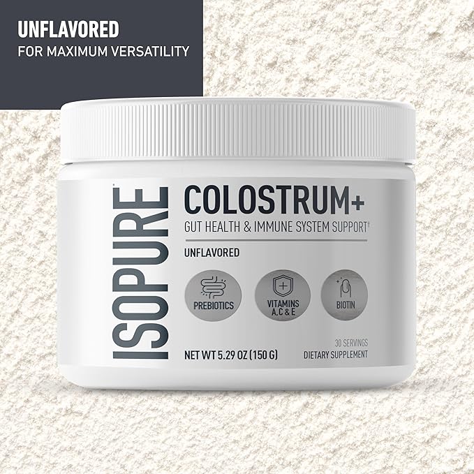 Isopure Colostrum + Gut Health & Immune System Support, 30 Servings (Pack of 1)