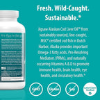 Jigsaw Health Alaskan Cod Liver Oil | 900 mg Omega-3s with EPA, DHA, and DPA | Includes Naturally Occuring Vitamins A & D | 180 Softgels | 60 Servings
