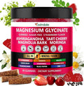 Adndale Magnesium Glycinate 400 mg Gummies with Ashwagandha, Magnesium Malate & Taurate, Tart Cherry, Magnolia Bark, Lemon Balm, Passionflower, Chamomile, L-Theanine, Zinc, Vitamin K2 & D3. 90CT