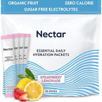 Nectar Hydration Packets - Electrolytes Powder Packets - No Sugar or Calories - Organic Fruit Liquid Daily IV Electrolytes Powder for Dehydration Relief & Rehydration (Strawb. Lemon 30 Pack)