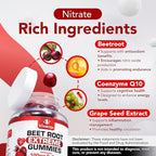 Extreme Beetroot Formula & COQ10 100mg with Grape Seed Extract, for Circulation Energy & Flow, Beet Root Gummies Extract Gluten Free 60