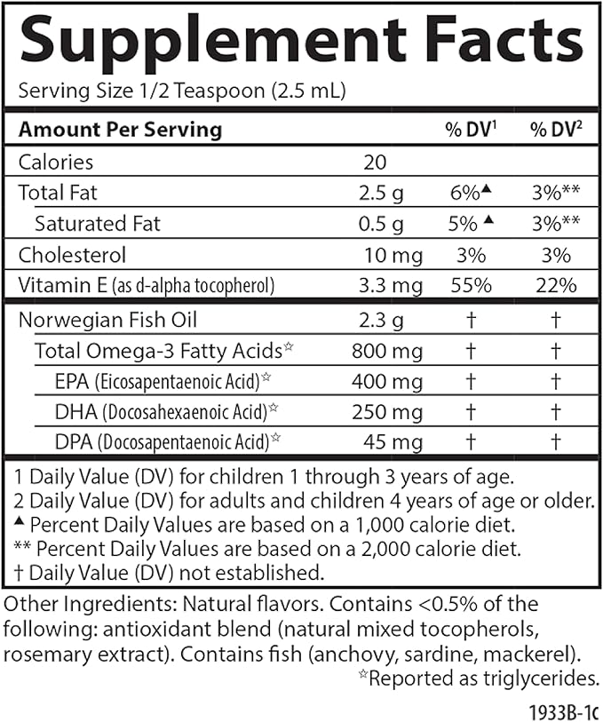 Carlson - Kid's The Very Finest Fish Oil, 800 mg Omega-3s, Liquid Fish Oil Supplement, Norwegian Fish Oil, Wild-Caught, Sustainably Sourced , Mixed Berry, 200 mL (6.7 Fl Oz)