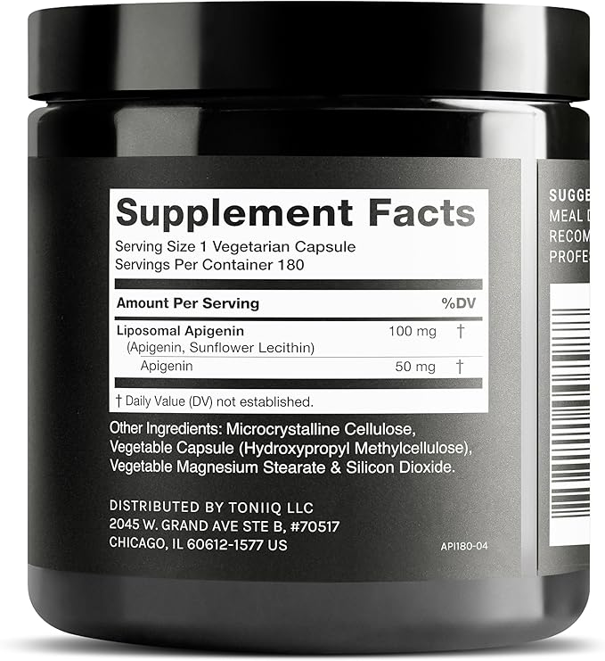 Liposomal Apigenin 100mg – Ultra High Strength Apigenin Supplement for Enhanced Absorption – 180 Vegetarian Capsules