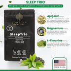Sleep Trio - Made in USA Magnesium Apigenin L-Theanine Capsules – Premium 3-in-1 Cocktail for Sleep Management - Sleep Cocktail – Without Melatonin - 60 Capsules